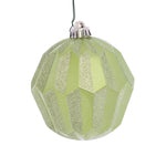 Vickerman Mc190854D 5" Celadon Glitter Faceted Ball Ornament 3/Bag