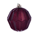 Vickerman Mc190865D 5" Burgundy Glitter Faceted Ball Ornament 3/Bag