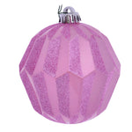 Vickerman Mc190879D 5" Pink Glitter Faceted Ball Ornament 3/Bag