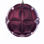 Vickerman Mc190965D 6" Burgundy Matte Clover Ball Ornament 2/Bag