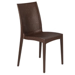LeisureMod Weave Mace Indoor/Outdoor Dining Chair (Armless) Brown