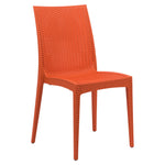 LeisureMod Weave Mace Indoor/Outdoor Dining Chair (Armless) Orange