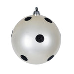 Vickerman Mc201011 4" White Candy Finish Ball Ornament With Black Glitter Dots 6/Bag