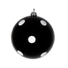 Vickerman Mc201017 4" Black Candy Finish Ball Ornament With White Glitter Dots 6/Bag