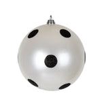 Vickerman Mc201211 4.75" White Candy Finish Ball Ornament With Black Glitter Dots 4/Bag