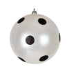 Vickerman Mc201511 6" White Candy Finish Ball Ornament With Black Glitter Dots 4/Bag
