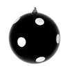 Vickerman Mc201517 6" Black Candy Finish Ball Ornament With White Glitter Dots 4/Bag