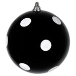 Vickerman Mc202017 8" Black Candy Finish Ball Ornament With White Glitter Dots