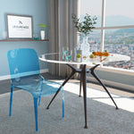 LeisureMod Murray Modern Dining Chair Transparent Blue