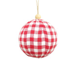 Vickerman Mc210541 5" Red And White Plaid Cloth Ball Christmas Ornament 2 Pieces/Box