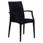 LeisureMod Weave Mace Indoor/Outdoor Chair (With Arms) Black