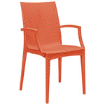 LeisureMod Weave Mace Indoor/Outdoor Chair (With Arms) Orange