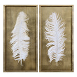 Uttermost 04057 White Feathers Gold Pine Wood Shadow Box Set of 2