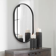 Uttermost Designer Varina Minimalist Oval Black Frame Wall Mirror