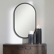 Uttermost Varina Minimalist Black Oval Wall Mirror 20x32 Inch