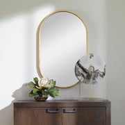 Uttermost Varina Minimalist Gold Oval Wall Mirror 20x32 Inch