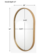Uttermost Designer Varina Minimalist Oval Gold Frame Wall Mirror