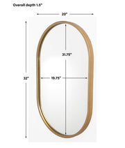 Uttermost Designer Varina Minimalist Oval Gold Frame Wall Mirror