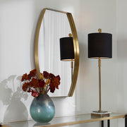 Uttermost 09745 Portal Modern Brass Mirror with Beveled Edge and Stainless Steel Frame 32