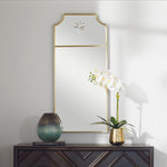 Designer Slim Brass Rectangular Wall Mirror – Uttermost Caddington