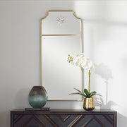 Designer Slim Brass Rectangular Wall Mirror – Uttermost Caddington
