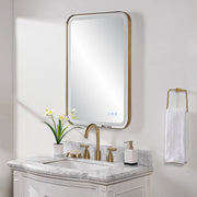 Uttermost 09862 Crofton Lighted Brass Vanity Mirror