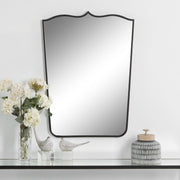 Handcrafted Iron Mirror – Uttermost Tiara, Black Finish, Elegant Wall Accent