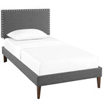 Modway Macie Twin Fabric Platform Bed with Squared Tapered Legs