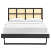 Modway MOD-6369 Sidney Cane and Wood Queen Platform Bed With Angular Legs