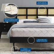 Modway MOD-6369 Sidney Cane and Wood Queen Platform Bed With Angular Legs
