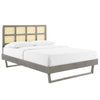 Modway MOD-6369 Sidney Cane and Wood Queen Platform Bed With Angular Legs