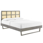 Modway MOD-6369 Sidney Cane and Wood Queen Platform Bed With Angular Legs