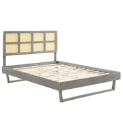 Modway MOD-6369 Sidney Cane and Wood Queen Platform Bed With Angular Legs