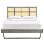 Modway MOD-6369 Sidney Cane and Wood Queen Platform Bed With Angular Legs