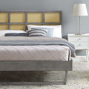Modway MOD-6369 Sidney Cane and Wood Queen Platform Bed With Angular Legs