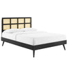 Modway MOD-6370 Sidney Cane and Wood Queen Platform Bed With Splayed Legs