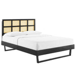 Modway MOD-6371 Sidney Cane and Wood Full Platform Bed With Angular Legs