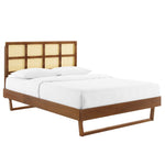 Modway MOD-6371 Sidney Cane and Wood Full Platform Bed With Angular Legs