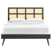 Modway MOD-6374 Sidney Cane and Wood Full Platform Bed With Splayed Legs