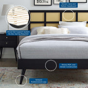 Modway MOD-6374 Sidney Cane and Wood Full Platform Bed With Splayed Legs