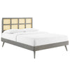 Modway MOD-6374 Sidney Cane and Wood Full Platform Bed With Splayed Legs