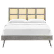 Modway MOD-6374 Sidney Cane and Wood Full Platform Bed With Splayed Legs