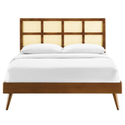 Modway MOD-6374 Sidney Cane and Wood Full Platform Bed With Splayed Legs