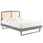 Modway MOD-6375 Sierra Cane and Wood Queen Platform Bed With Angular Legs