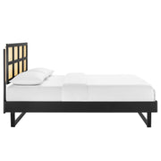 Modway MOD-6377 Sidney Cane and Wood King Platform Bed With Angular Legs