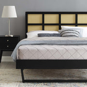 Modway MOD-6377 Sidney Cane and Wood King Platform Bed With Angular Legs