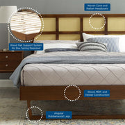 Modway MOD-6377 Sidney Cane and Wood King Platform Bed With Angular Legs
