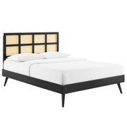 Modway MOD-6694 Sidney Cane and Wood King Platform Bed With Splayed Legs