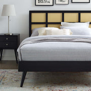 Modway MOD-6694 Sidney Cane and Wood King Platform Bed With Splayed Legs