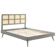 Modway MOD-6694 Sidney Cane and Wood King Platform Bed With Splayed Legs